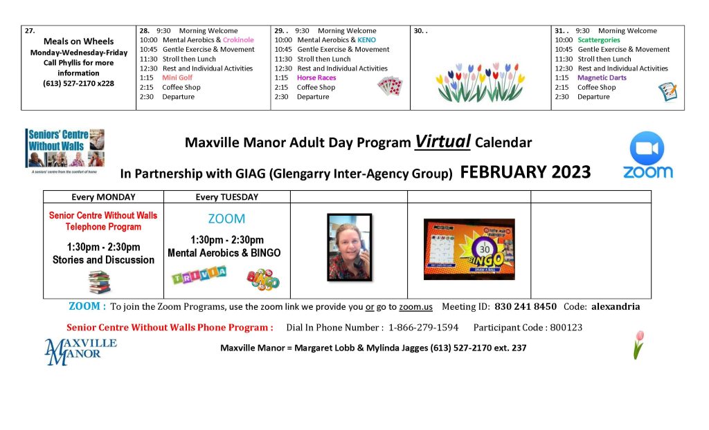 March Day Program Calendar page 2